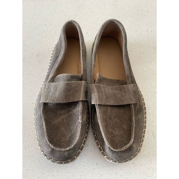 Zara Mens Jute Sole Slip-On Espadrille Leather Loafers Shoes Light Khaki Size 39 - Picture 1 of 9
